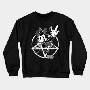 Blackcraft Baphomet retro Cartoon Devil Horns sign 666% from Hell Crewneck Sweatshirt